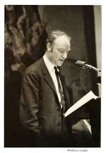 Photograph of Francis Crick lecturing at Cambridge University