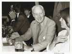 Photograph of Francis Crick at a dinner at the Nobel Prize Winners Conference in Lindau, Germany, 29 Jun - 3 Jul 1981