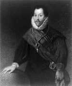 A portrait of Sir Francis Drake, an English sea captain, privateer, navigator, slaver, and politician of the Elizabethan era