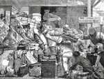A cartoon lampooning the gauge wars created by Brunel's wide-gauge railway.