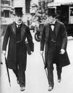 The 'Terrible Twins' David Lloyd George and Winston Churchill in 1907 during the peak of their 'radical phase' as social reformers.
