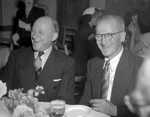 Bert Oldfield and Harold Larwood at Pickwick Club for a cricketers lunch, 14 January 1954.