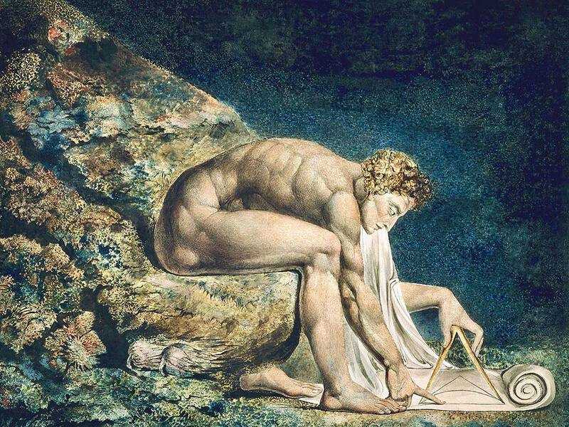 William Blake's painting of a Herculian Isaac Newton
