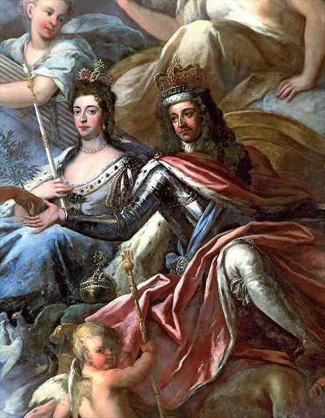William and Mary depicted on the ceiling of the Painted Hall, Greenwich, by Sir James Thornhill