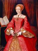 A portrait of Princess Elizabeth aged 13. Elizabeth commissioned this painting as a present for her father, Henry VIII.