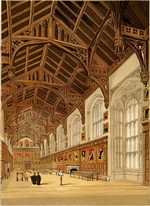 Chromolithograph of the Hall of Christ Church, Oxford, from the book Old England: A Pictorial Museum of Regal, Ecclesiastical, Baronial, Municipal, and Popular Antiquities (published by Charles Knight and Co., London, 1845)
