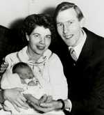 Dr Roger Bannister with Wife And New Daughter in 1957 in London