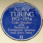 Alan Turing blue plaque on the Colonnade Hotel, London, England, his 1912 birthplace, installed in 1998. (© Simon Harriyott, CC BY 2.0)