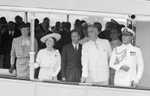 Franklin and Eleanor Roosevelt with King George VI and Queen Elizabeth, on the USS Potomac, 9 June 1939
