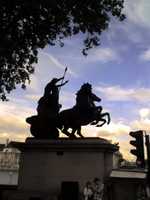 The Statue of Boudica and Her Daughters at dawn
