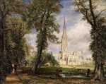 Salisbury Cathedral from the Bishop's Grounds c. 1825. As a gesture of appreciation for John Fisher, the Bishop of Salisbury, who commissioned this painting, Constable included the Bishop and his wife in the canvas.