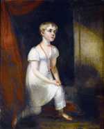 Horatia Nelson kneeling before her father's (imaginary) tomb painted William Owen (1769–1825) after 1807, oil on canvas