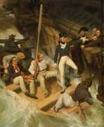 Nelson boarding a captured ship, 20 November 1777 An incident during the American Revolutionary War, 1775-83.