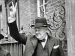 Churchill's V for Victory sign, outside 10 Downing Street
