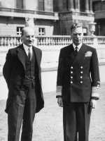 King George VI and British prime minister Clement Attlee (left) at Buckingham Palace, July 1945