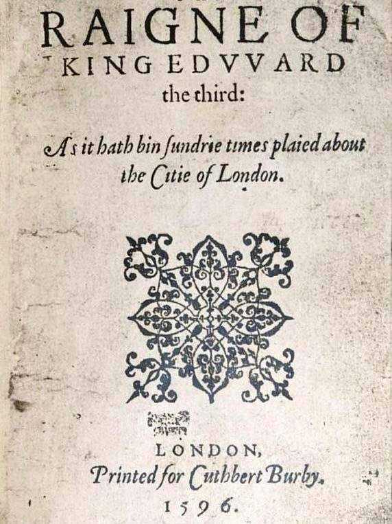 The frontispiece of an 1596 edition of Shakespeare's Edward III.