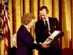 Thatcher and George Bush