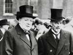 Churchill and Chamberlain together in 1939; Chamberlain was to bring Churchill into his war cabinet only to be replaced by Churchill in 1940